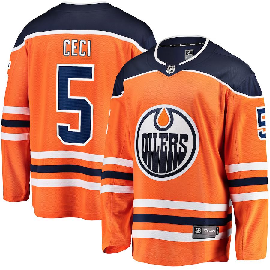Men Edmonton Oilers #5 Cody Ceci Fanatics Branded Orange Home Breakaway Player NHL Jersey